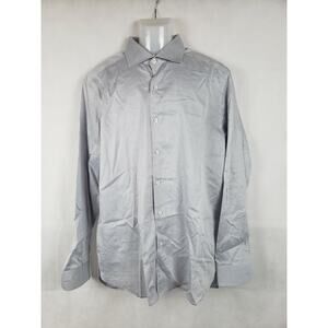 Ermenegildo Zegna Mens Light Blue XL Cuffed Dress Shirt Button Down 100% Cotton